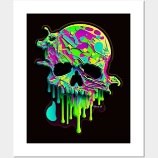 Colorful melting Skull head design #2 Posters and Art